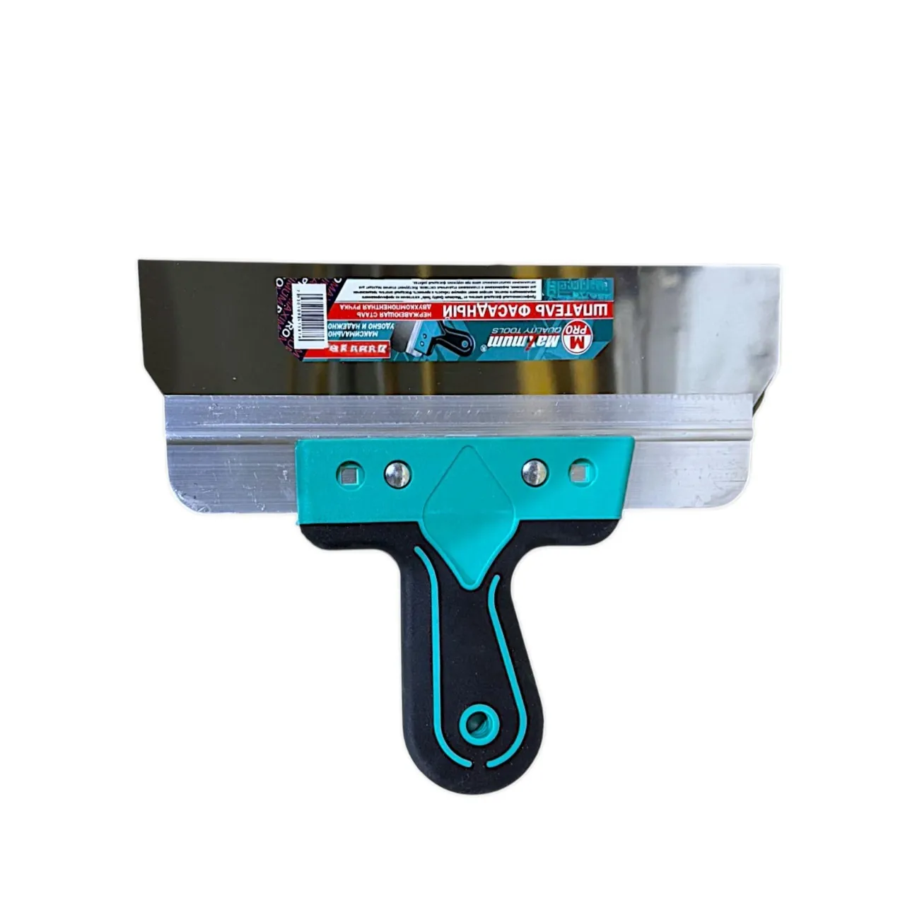 Шпатель фасадный алюминиевый 200 мм x 0.5 мм, 8", двухкомпонентная рукоятка, 410, "MAXIMUM" MX 15869